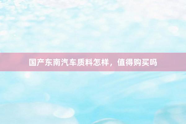 国产东南汽车质料怎样，值得购买吗